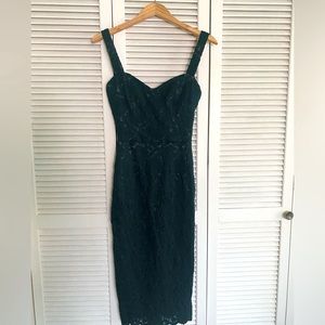 NWOT Dress The Population Dark green lace dress